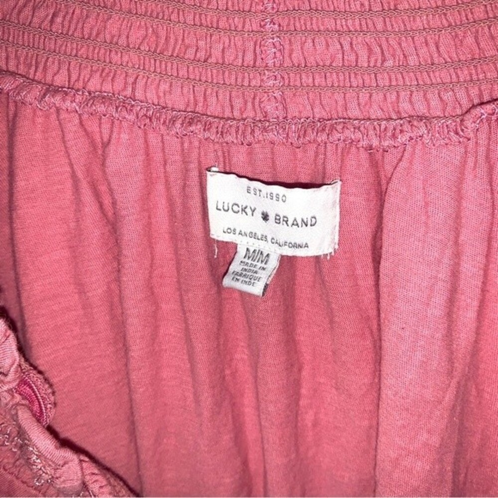 LUCKY Brand Top Blouse Womens Medium Rose Pink  Boho - Picture 3 of 7